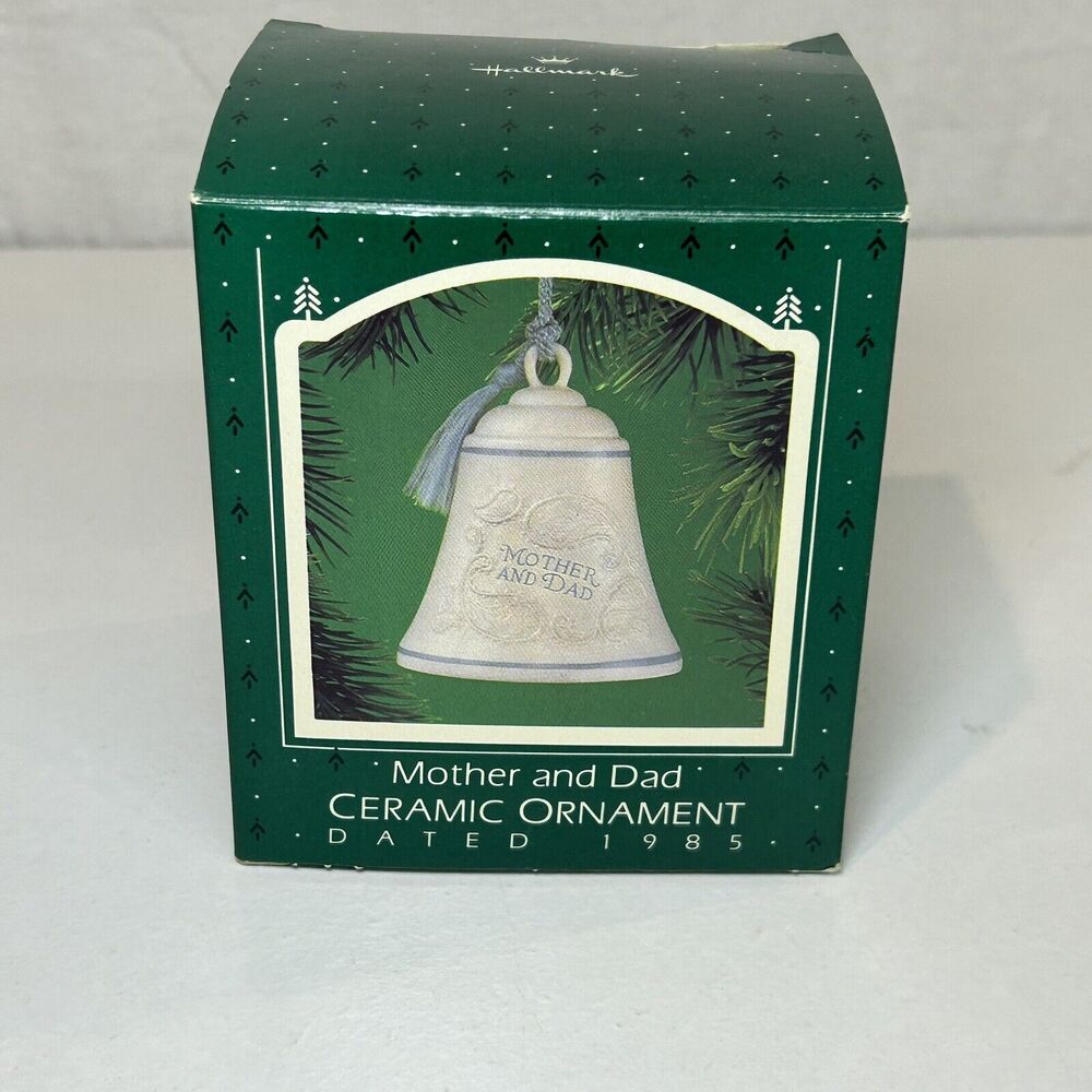 1985 Hallmark Mother and Dad Ceramic‎ Ornament Bell Ornament